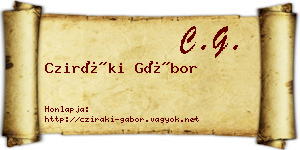 Cziráki Gábor névjegykártya