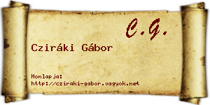 Cziráki Gábor névjegykártya